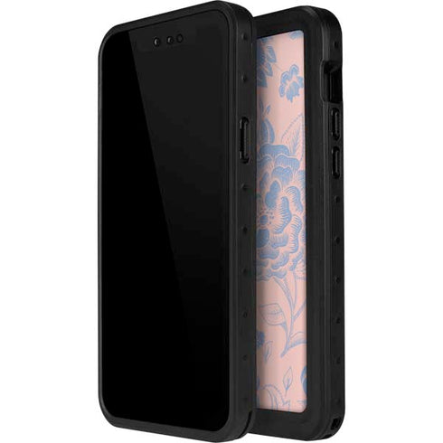 Rose Quartz & Serenity Floral iPhone 15 Plus Waterproof Case